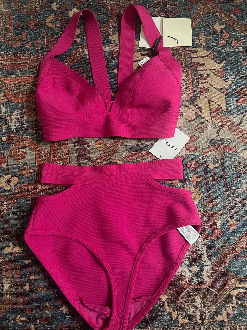 NWT Herve Leger x Forever 21 Pink Bikini Set